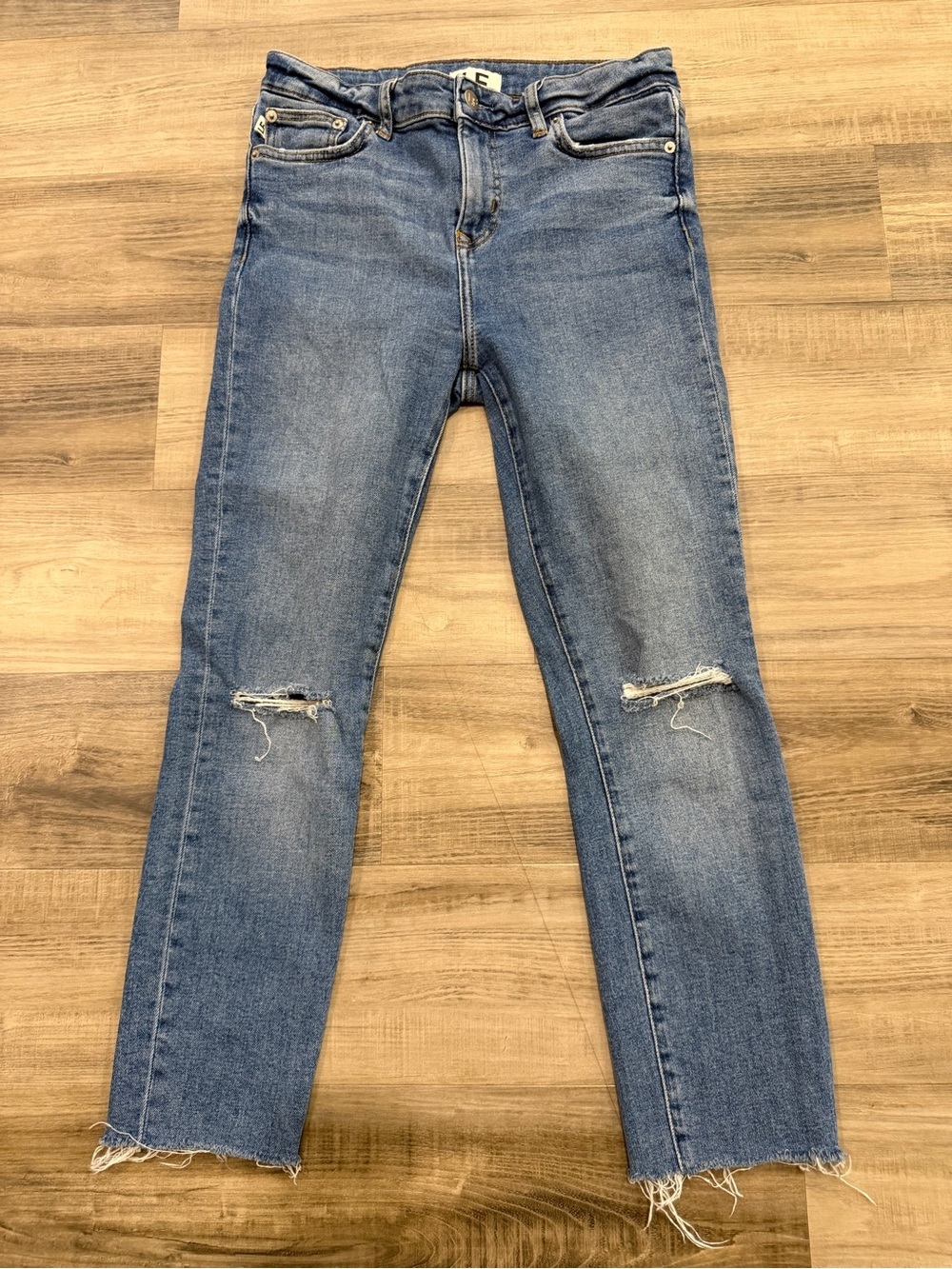 Lovers + Friends Ricky Low Rise Skinny Jeans Size 27 Raw Hem Distressed
